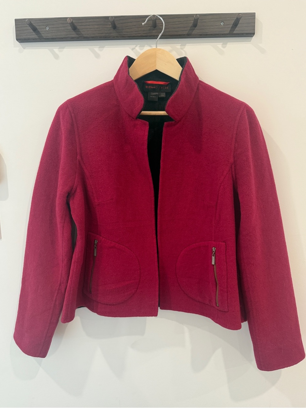 Nina McLemore Double-Face Reversible Wool Coat – Burgundy/Wine & Charcoal Gray